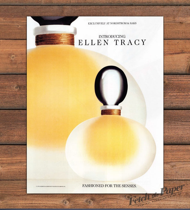 Ellen Tracy Perfume "Fashioned For The Senses" Elegant Print Ad 1992 1990s