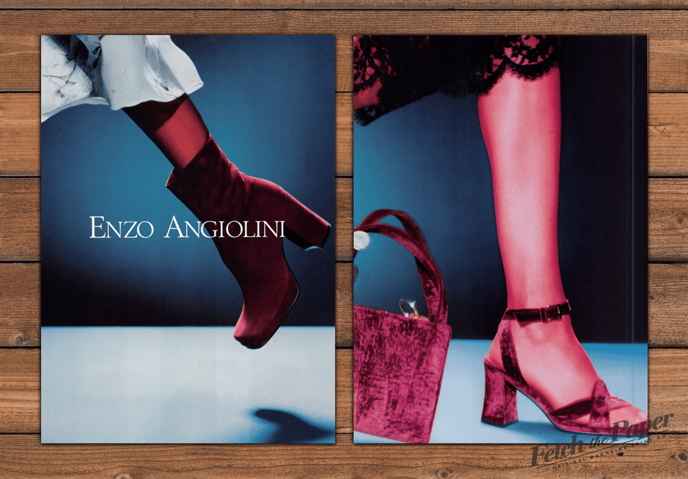 Enzo Angiolini Velvet Boot Handbag 1 Page (Front/Back) Print Ad 1997 1990s