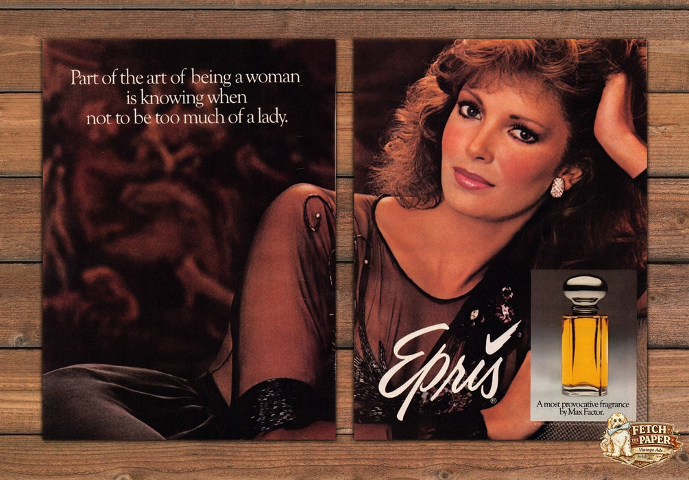Epris Max Factor Jaclyn Smith Perfume Provocative Print Ad 1981 1980s (2pgs)