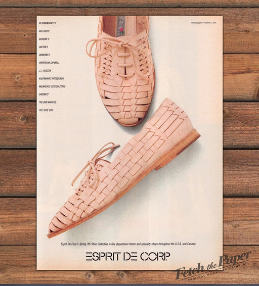 Esprit De Corp Spring Shoe Collection Woven Leather Print Ad 1985 1980s