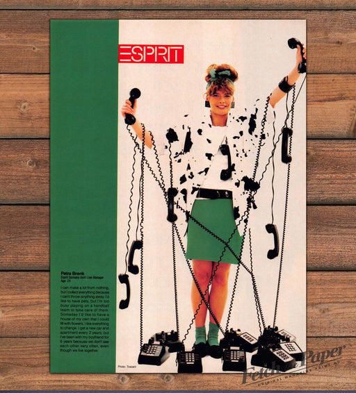 Esprit Petra Brenk Germany Line Manager Telephones Legs Print Ad 1985 1980s