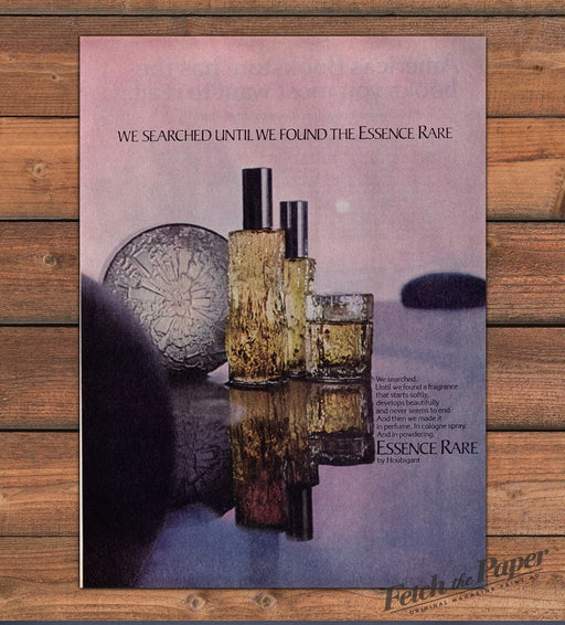 Essence Rare Houbigant Perfume Ice Sculpture Bottles Print Ad 1977 1970s