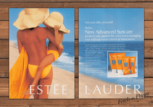 Estee Lauder Advanced Suncare 1990s Print Advertisement (2 pages) 1993 Bare Back