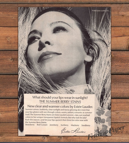 Estee Lauder Summer Berry Stains Lipstick Wheat Field Print Ad 1968 1960s