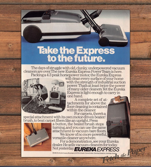 Eureka Express Power Team Vacuum 1980s Print Advertisement Ad 1986