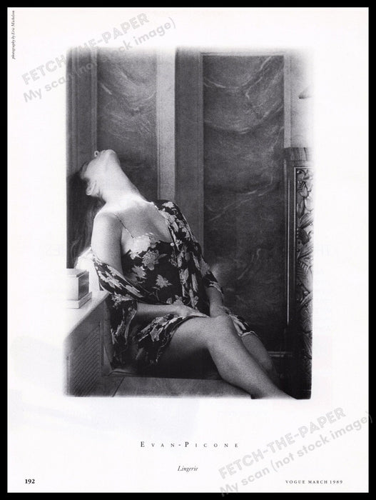 Evan-Picone Lingerie 1980s Print Advertisement Ad 1989 Window Seat Model Fetch the Paper!