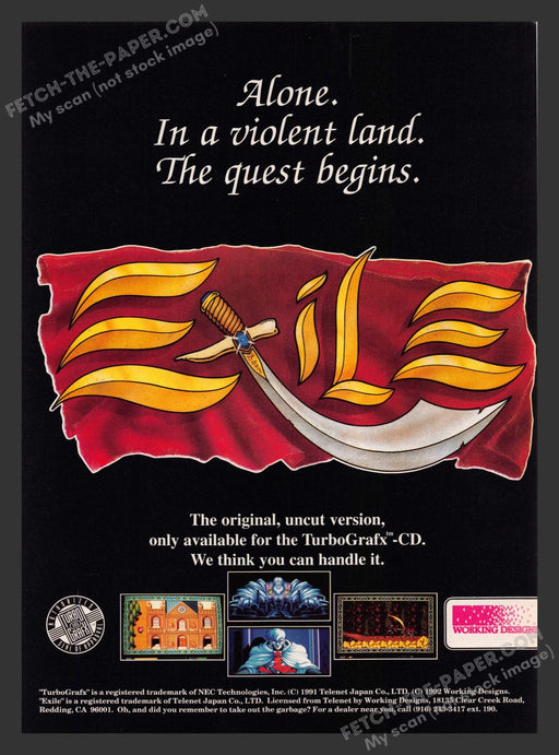 Exile Video Game 1990s Print Advertisement Ad 1992