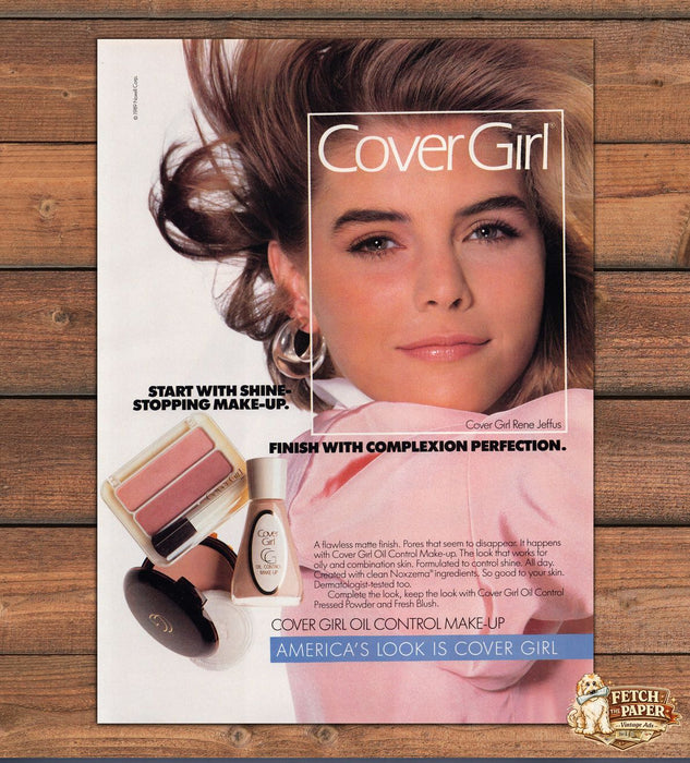 Cover Girl Oil Control Make Up Rene Jeffus Complexion Print Ad 1989 1980s
