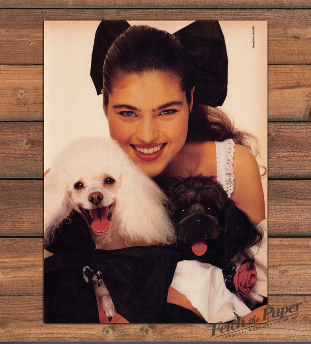 Poodles Black Bow Smiling Model Eyelet Dress Magazine Photo 1988 1980s