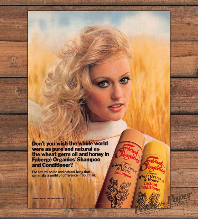 Faberge Organics 1980s Magazine Print Advertisement 1985 Hair Honey Wheat Blonde