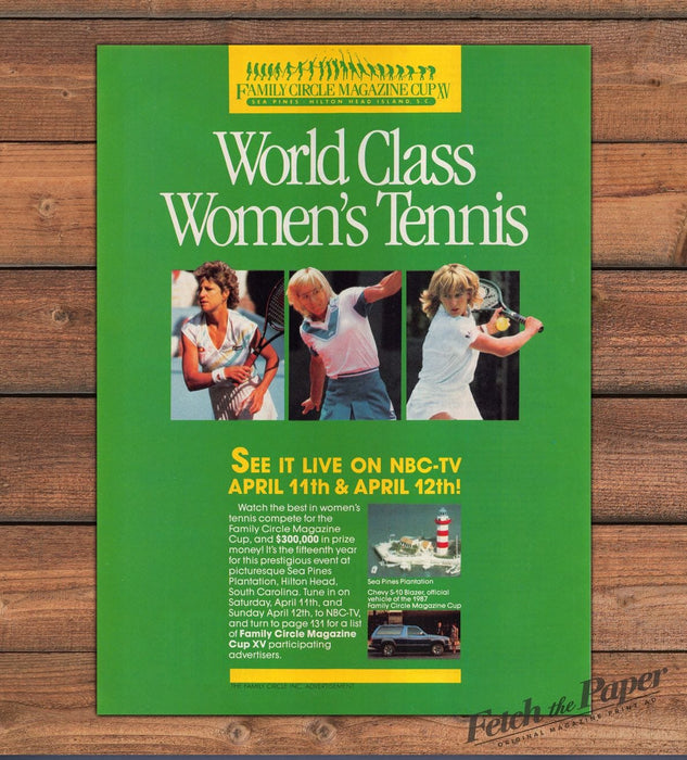 Family Circle Cup Women's Tennis Hilton Head Players Print Ad 1987 1980s