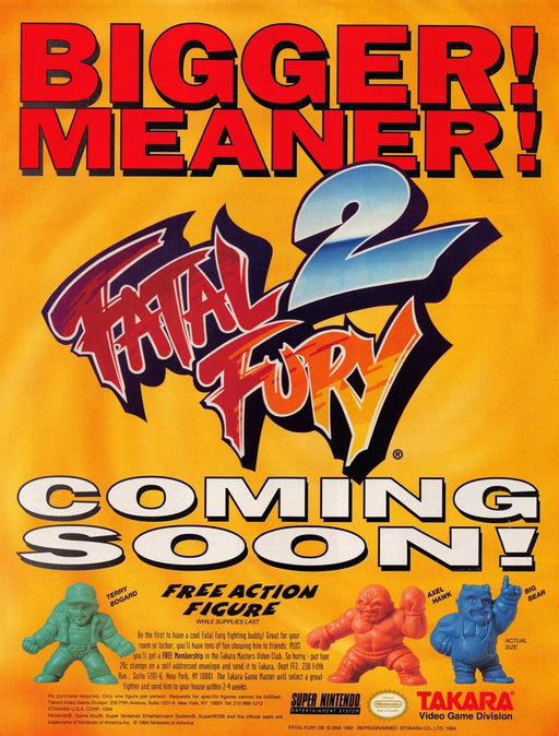 Fatal Fury 2 Mini Action Figures 1990s Print Advertisement Ad 1994