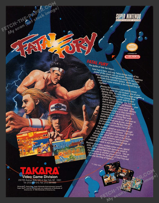 Fatal Fury Takara Video Game 1990s Print Advertisement Ad 1992