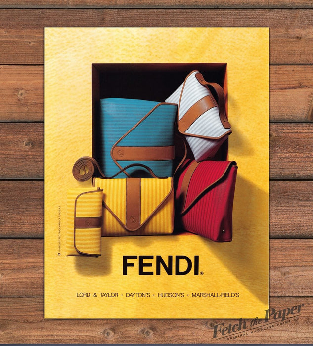 Fendi Handbags Bold Graphic Pop Art Style Leather Trim Print Ad 1992 1990s