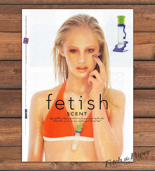 Fetish Scent Fragrance Model in Orange Top Sears Print Ad 1997 1990s