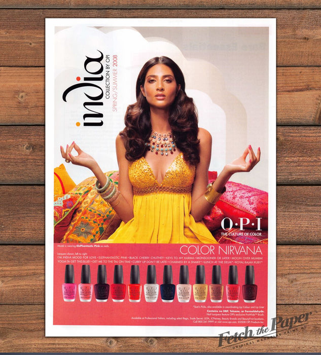 OPI India Color Nirvana Meditation Yellow Gown Nail Polish Print Ad 2008 2000s