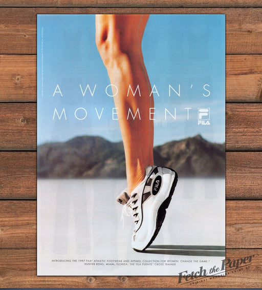 Fila Women's Shoes Muscular Legs Puente Cross Trainer Print Ad 1997 1990s