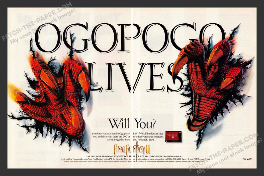 Final Fantasy II Video Game 1990s Print Advertisement 1991