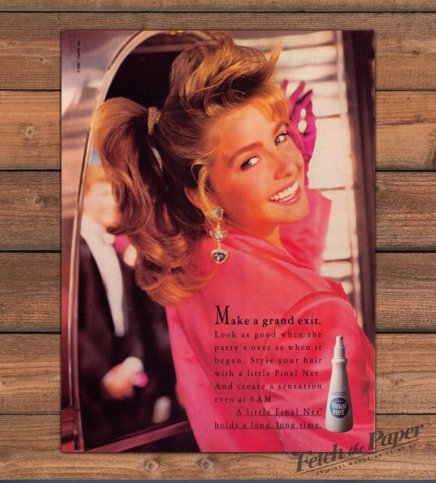 Final Net Hair Spray 1980s Print Advertisement 1987 Girl Ponytail