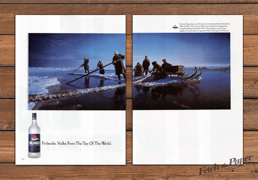Finlandia Vodka From Top of the World Icy Lake Print Ad 1993 1990s (2pgs)