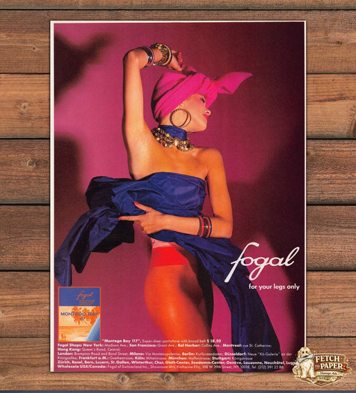 Fogal Montego Bay 177 Colored Pantyhose Sexy Dancer 1980s Print Ad 1984