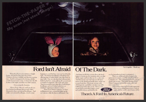 Ford 1980s Print Advertisement (2 page Centerfold) 1983 Isn't afraid of the dark Fetch-the-Paper