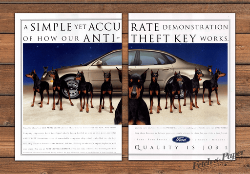 Ford Anti-Theft Key Dobermann Dogs Guard Car Clever Print Ad 1997 1990s (2pgs)