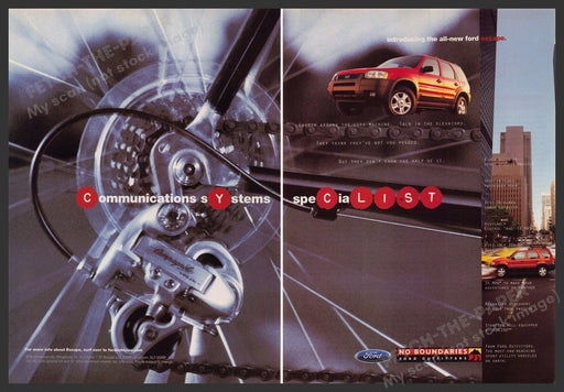 Ford Escape "No Boundaries" Outfitters 2000s Print Advertisement (2 page) 2001 Fetch-the-Paper