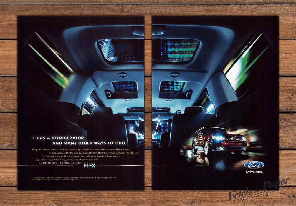 Ford Flex Refrigerator Skylight Lounge Interior Print Ad 2008 2000s (2pgs)