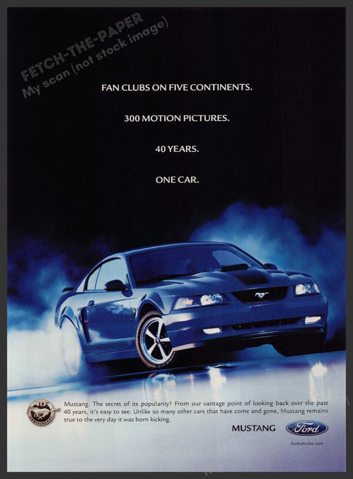 Ford Mustang 2000s Print Advertisement 2004 Blue Fan Club Fetch-the-Paper