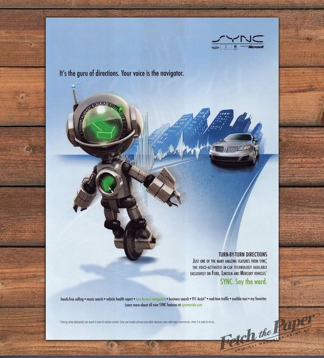 Ford SYNC Microsoft Robot Unicycle Lincoln Print Ad 2009 2000s