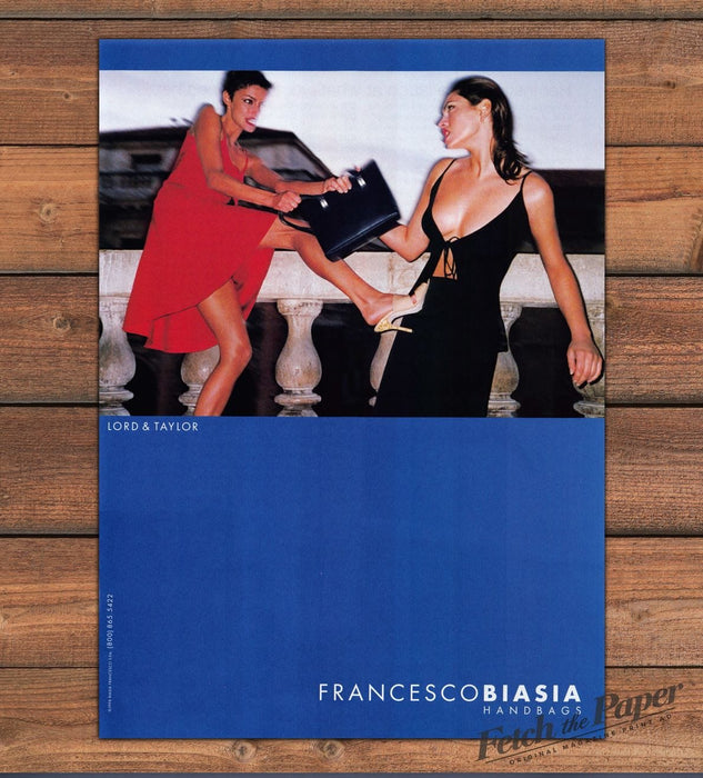 Francesco Biasia Handbags Women Fighting Over Purse Print Ad 1998 1990s