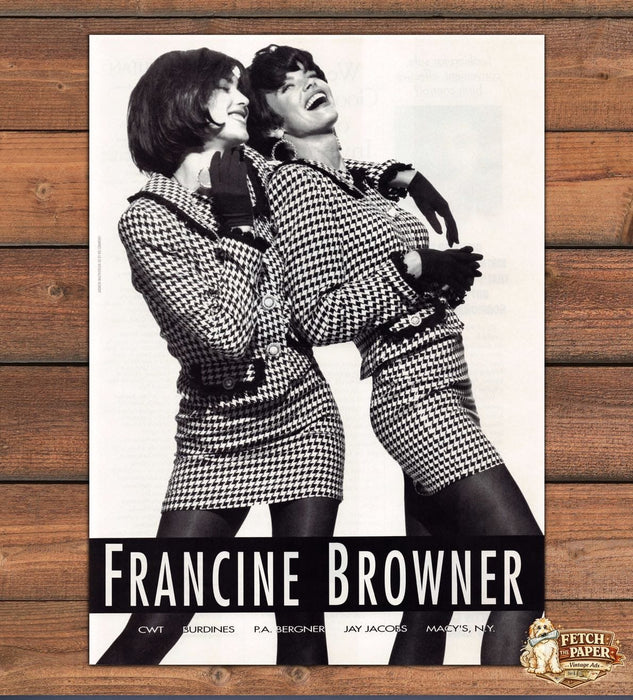 Francine Browner Houndstooth Suits Department Store Fashion Print Ad 1991 1990s