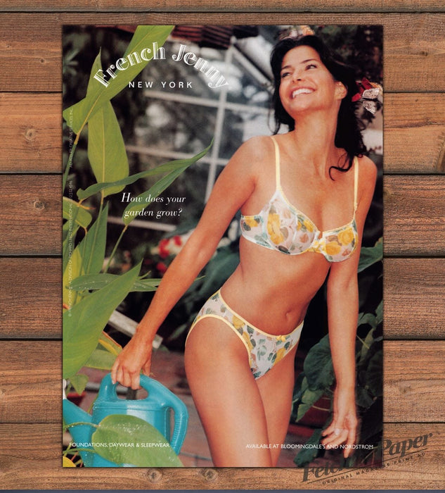 French Jenny New York Floral Bra and Panties Garden Print Ad 1998 1990s