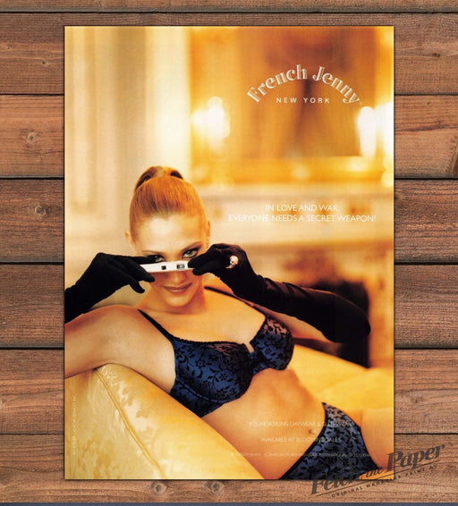 French Jenny New York Navy Lace Lingerie Camera Print Ad 1997 1990s