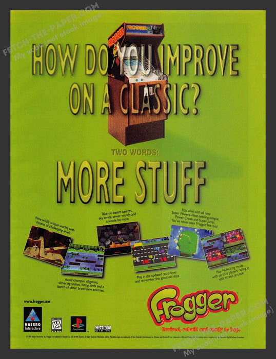 Frogger Arcade 1990s Video Game Print Advertisement Ad 1997