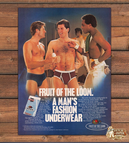 Fruit of the Loom Locker Room Men's Underwear 1980s Print Advertisement Ad 1984