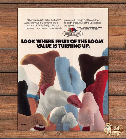 Fruit of the Loom Socks Colorful 1980s Print Advertisement Ad 1987