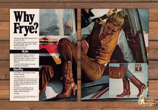FRYE Cowboy Boots 1980s Print Advertisement (2 pages) 1980