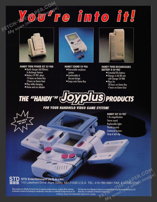 Game Boy "Handy" Joyplus Accessory Video Game 1990s Print Advertisement Ad 1992