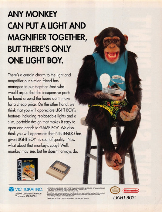 Game Boy Light Boy Monkey Nintendo Video Game 1990s Print Advertisement Ad 1993
