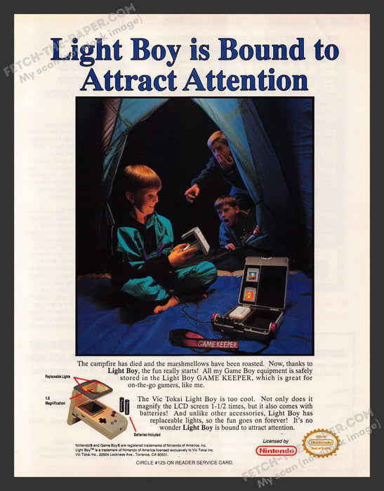 Game Keeper Light Boy Accessory Video Game 1990s Print Advertisement Ad 1992