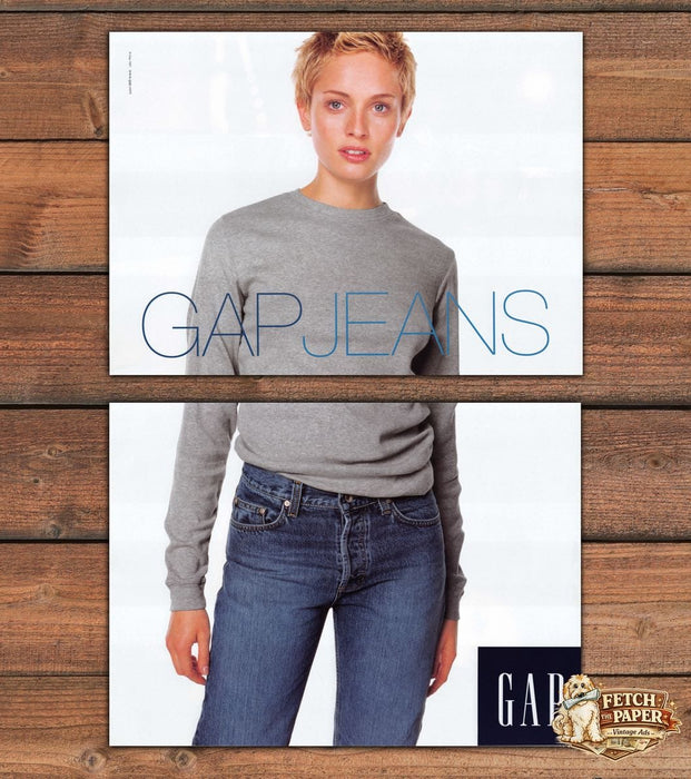 Gap Jeans Short Blonde Pixie Gray Tee Print Ad 1997 1990s (2pgs)