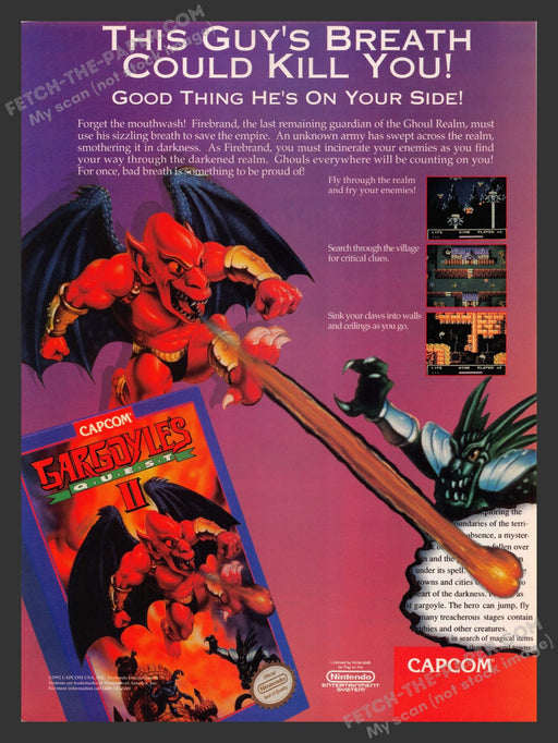 Gargoyle's Quest II Video Game 1990s Print Advertisement Ad 1992