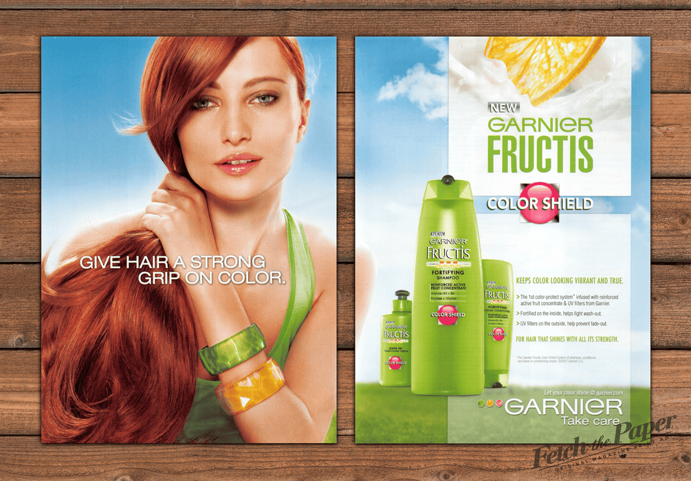 Garnier Fructis Color Shield Redhead Sunny Day Print Ad 2007 2000s (2pgs)