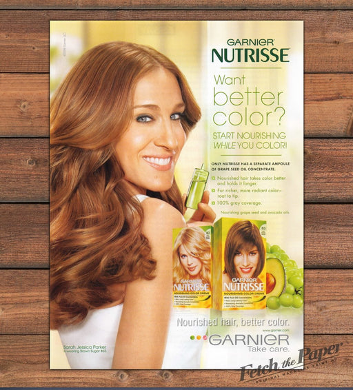 Garnier Nutrisse Sarah Jessica Parker Brown Sugar Hair Color Print Ad 2008 2000s
