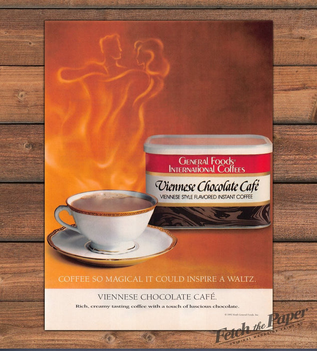 General Foods Viennese Chocolate Cafe Coffee Cup Print Ad 1993 1990s