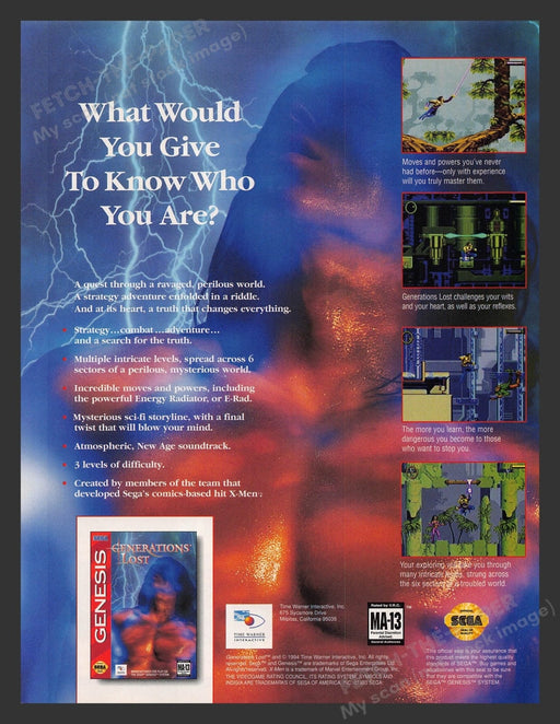 Generations Lost Sega Video Game 1990s Print Advertisement Ad