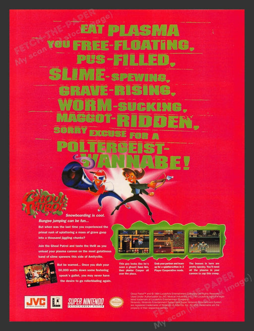 Ghoul Patrol Super Nintendo Video Game 1990s Print Advertisement Ad