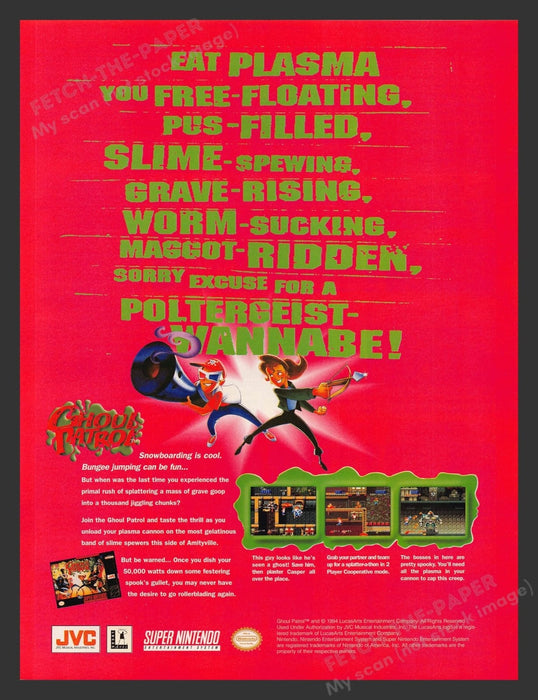 Ghoul Patrol Super Nintendo Video Game 1990s Print Advertisement Ad